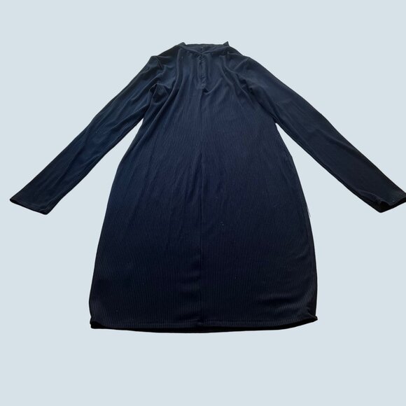 Rebecca Minkoff Size L Black Ribbed High Neck Cutout Long Sleeve Bodycon Dress - Picture 12 of 14